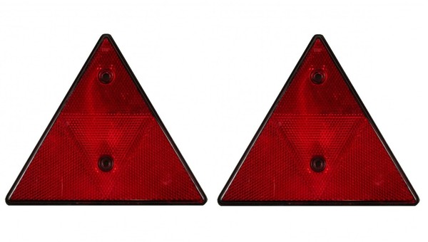 2X RüCkstrahler Dreieck AnhäNger Rot Katzenauge Reflektor Pkw Lkw Wohnwagen-image