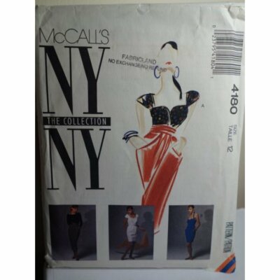 McCalls Sewing Pattern 4180 NY Collection, Jacket UNCUT! 1989 Vintage Size US 12