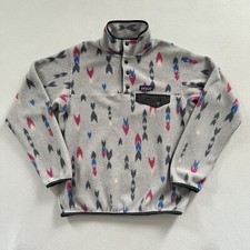 Patagonia Synchilla Snap T Fleece Pullover Wish Tails Gray Arrow Print 25455 S