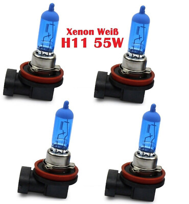 4x H11 55W 12V Xenon Optik Blau Ersatz Scheinwerfer Halogen PKW Lampe Glühbirne