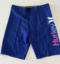 HURLEY BOYS BOARD SHORT VOLLY SHORT SZ 20 - 30" WAIST NO LINER SOLID BLUE SOLID