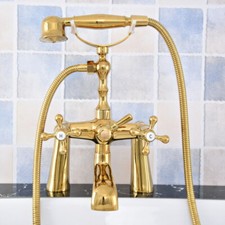 Gold Color Brass Bathroom Claw foot Tub Faucet / Filler With Hand Shower stf787