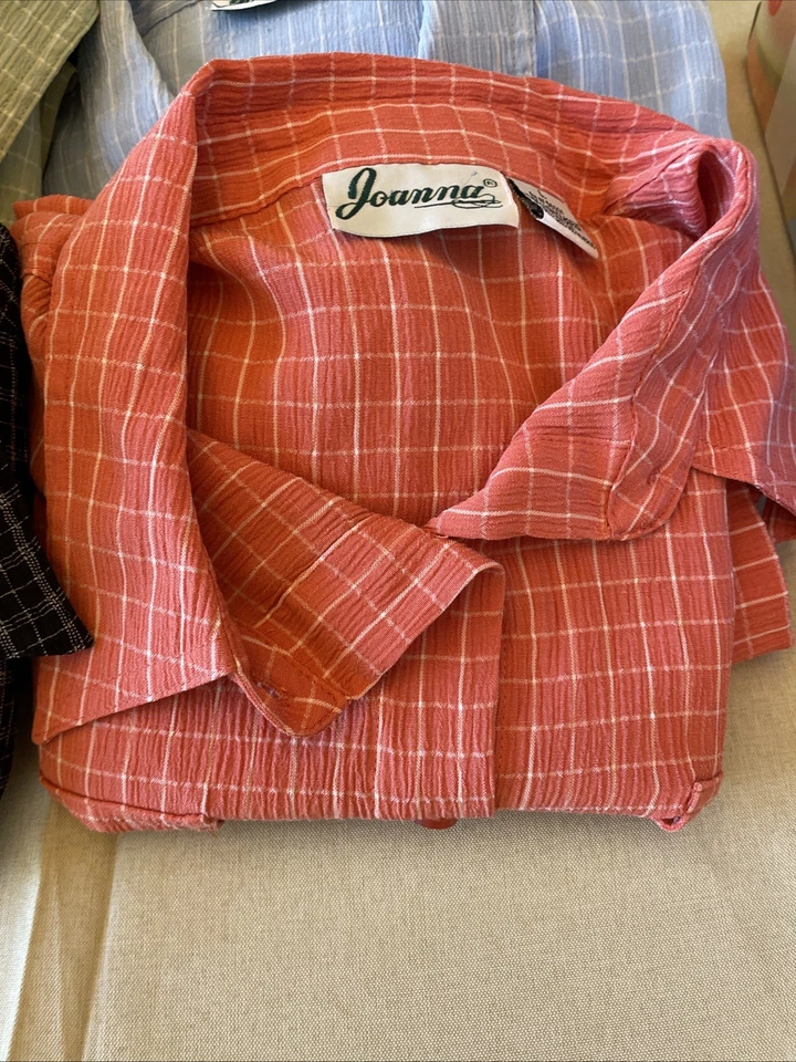 6 Lot Joanna Womens Button Down Shirt Top Blouse Petite Large PL Plaid Z57 - Image 3 of 4