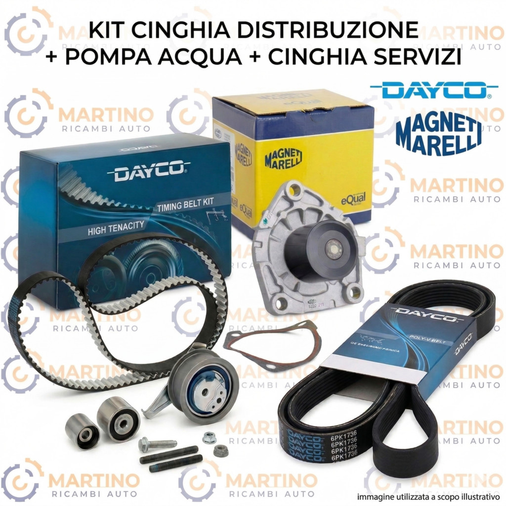 Kit Distribuzione Dayco + Pompa Acqua + Cinghia Servizi Fiat Punto 1.2 60 1999- - Miniatura 2