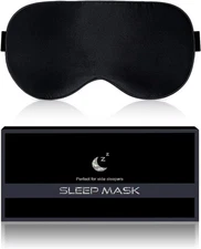 Silk Sleep Mask for Women - Soft Breathable Organic Natural Mulberry Black 