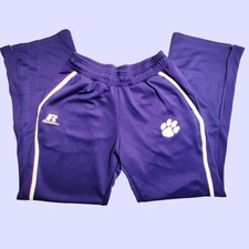 Russell Athletic Purple Track Pants Mens Medium Paw Print Logo Polyester
