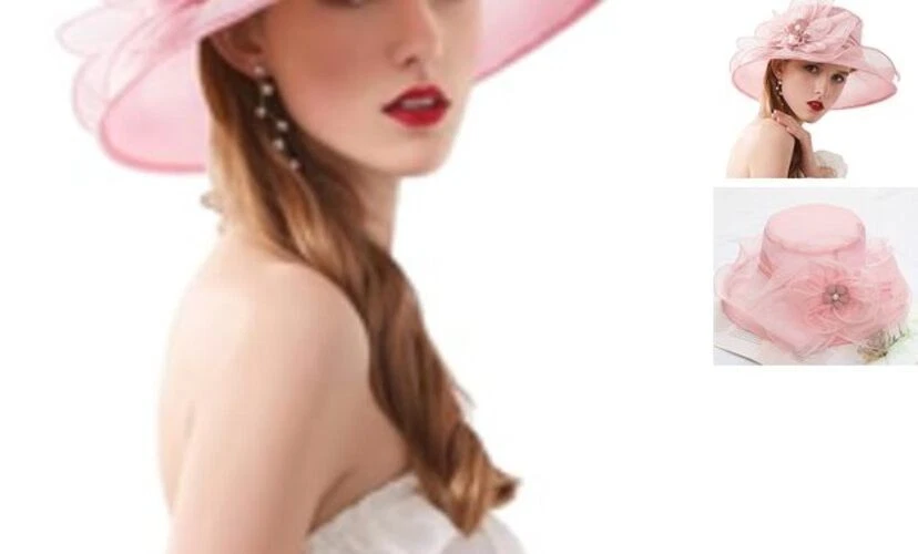 Women\'s Kentucky Hat Wide Brim Pink2 M23012( Fuchsia )kentucky Derby Hat Church Hat Wedding Hat  main image 4