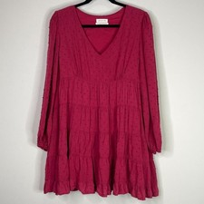 UO Urban Outfitters Textured Long Sleeve Frock Y2K Boho Dress Womens Size Medium