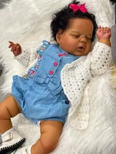 20in Weighted Reborn Baby Doll Realistic African Girl Dark Skin Rooted Hair Gift