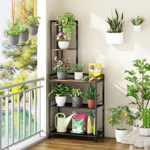 GILLAS 5 Tier Corner Shelf Stand Freestanding Corner Shelf Unit Bookshelf Cor... - Picture 8 of 8