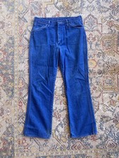 Vintage 70s Wrangler Denim Blue Jeans 34x30 Flare 945DEN "No Fault" Talon USA