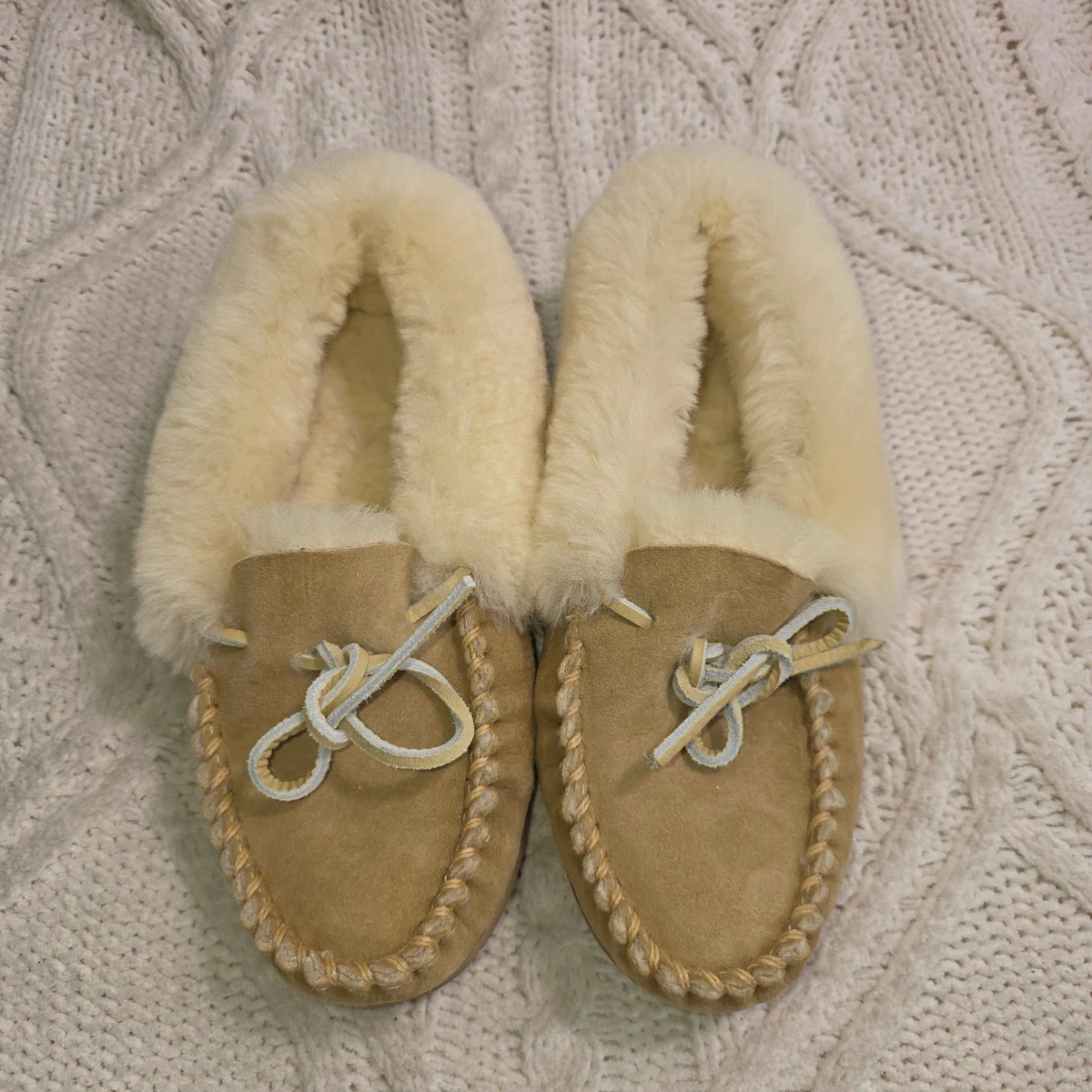 L.L. Bean Men\'s Suede Slip-On Slippers in Taupe with Cream Shearling women’s 8 L.L. Bean Women main image 2