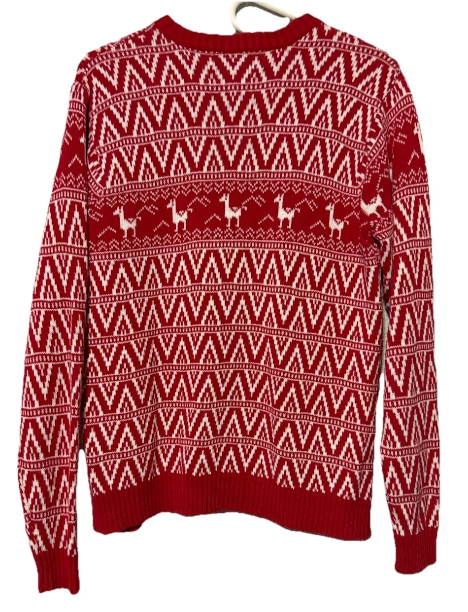 Ugly Sweater Christmas Party Llama 33 Degrees Pullover Red White Women Small