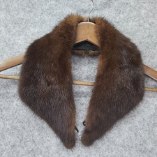 Real Mink Fur Scarf Stole Dark Brown Detachable Collar Winter Glam Luxury 4x20