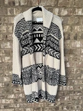 Lucky Brand NWT Tribal Print Cardigan Chunky Sweater Wool Blend Women’s size S