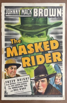 The Masked Rider 1941 Original US  Folded Johnny Mack Brown Western Poster