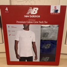 Size S New Balance Premium Cotton Crew Neck Tee 4-Pack Tagless Stretch