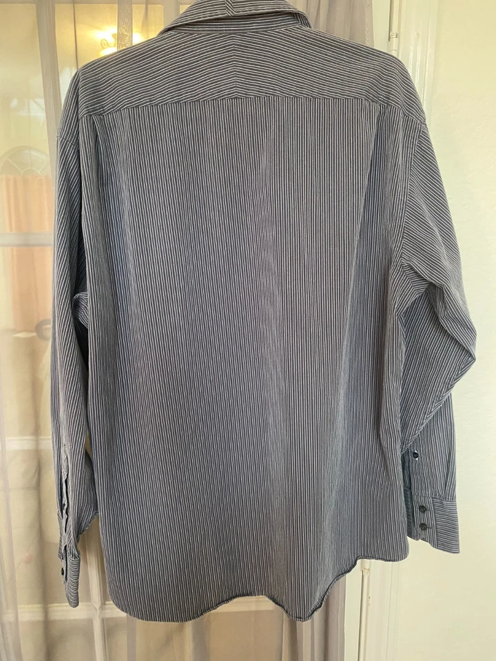 Ben Sherman Mens Dress Shirt 17.5 34/35 Gray Striped Long Sleeve Button Front - Image 2 of 4