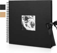 Photo Album - Self Adhesive 80 Black Pages, Large Scrapbook Wedding Guest Book f