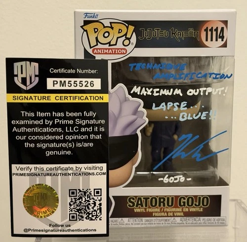 Jujutsu Kaisen JJK Anime Satoru Gojo #1114 Signed Kaiji Tang Funko Pop Prime COA