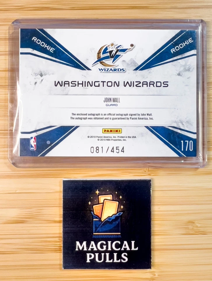 2010-11 John Wall Panini Rookies & Stars - Rookie Team Patches # /454 Auto RC - Image 2 of 2