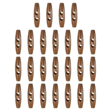 25pcs Wooden Toggle Buttons 55mm Double Hole Olive Sewing Button, Light Brown