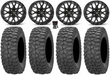 ITP Hurricane 14" Wheels Black 28" Rock-A-Billy Tires Yamaha Wolverine RMAX