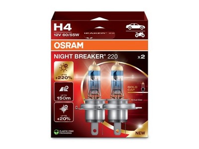   H4 12V 60/55W P43t NIGHT BREAKER  220 +220% 2 St. OSRAM Original  