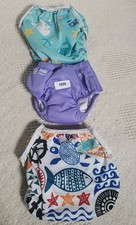 Lot of 3 Adjustable Cloth Diapers Mixed Brands Alva Baby And Speedo Multicolor