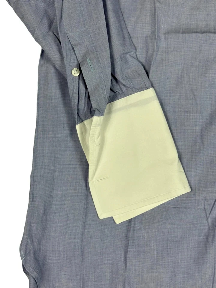 Turnbull & Asser Dress Shirt Blue French Cuff England 16. - Image 3 of 4