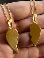 Matching Heart Couple Necklace 2pcs Half Heart Pendant Necklace never tarnish