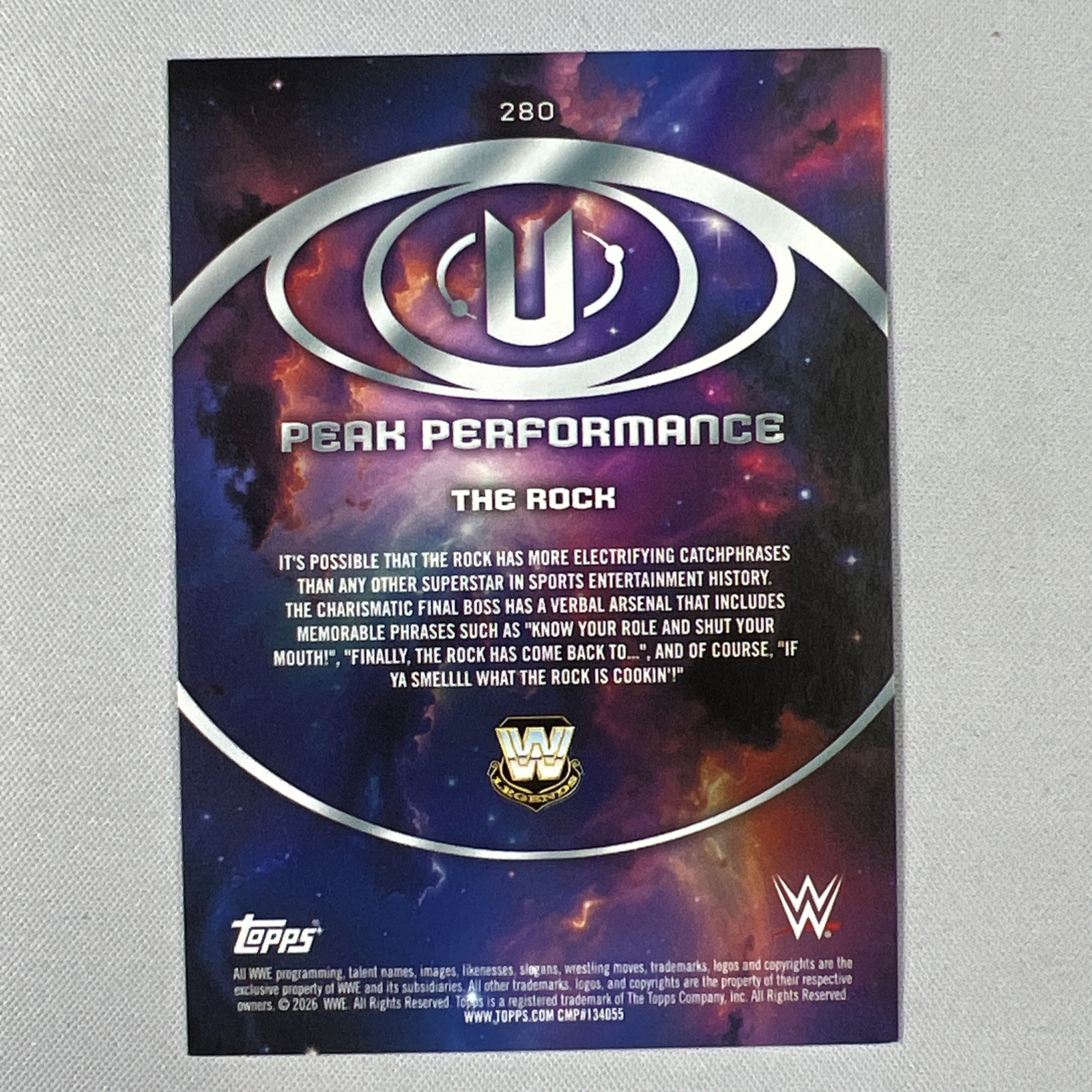 2026 Topps WWE Universe The Rock Orange /25 Peak Performance #280 view 3