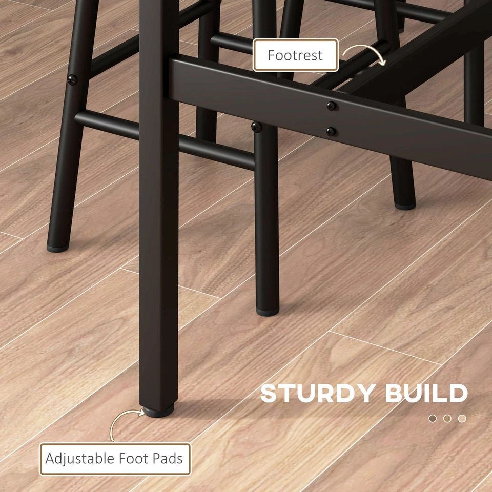 HOMCOM 5 Piece Bar Set, Industrial Kitchen and Chair Set Rustic Brown - Image 4 of 4