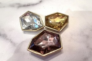 Authentic Vintage Richelieu Gold Plated Yellow Purple Crystal Puzzle Set of 3 Brooches