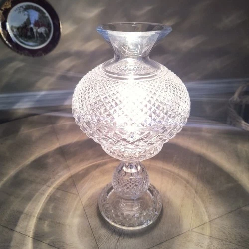 Vintage Waterford Crystal 14" Inishmaan Hurricane Table Lamp 110 Volt Two Piece