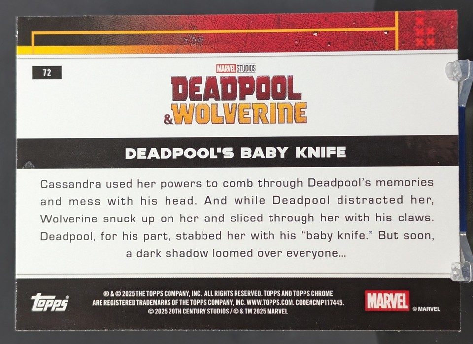 2025 Topps Chrome Deadpool #72 Deadpool's Baby Knife Base Set | eBay