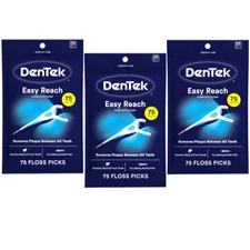 3 Pack - DenTek Complete Clean Mouthwash Blast Angled Floss Picks 75 Each