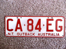 NORTHERN TERRITORY number plate CA - 84 - EG