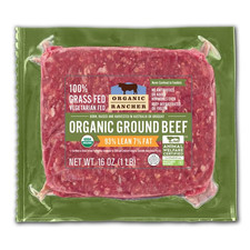 , Organic Ground Beef 93% Lean/7% Fat, 100% Grass Fed & Grass Finished, USDA Org