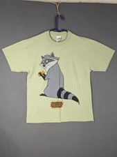 Disney Pocahontas Meeko  T-shirt Large Green Double Sided Vintage