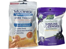 Mucinex SORE THROAT & Soothing Comfort Drops/Sambucus Elderberry Bundle