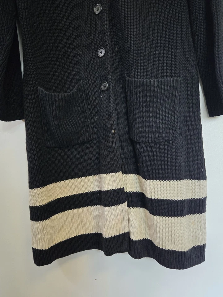 Suéter Lauren Ralph Lauren Mujer L Negro Largo Plumero Cárdigan Preppy Tejido Foto 3 de 4