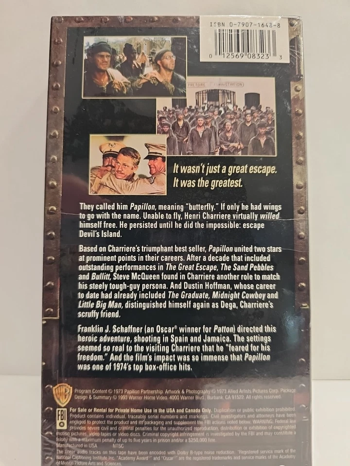 Papillon VHS Video Steve McQueen Dustin Hoffman New Factory Sealed - Image 2 of 4