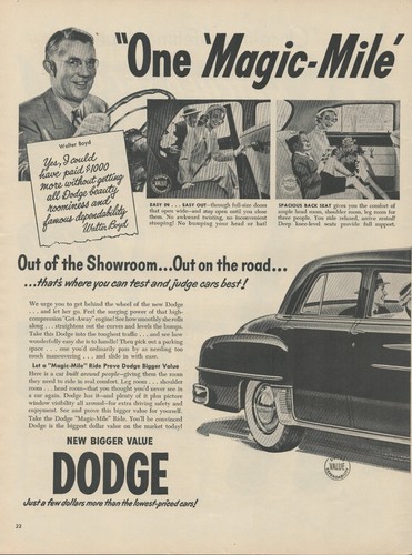 1950 Dodge Automobile One Magic Mile Ride Saved Me Vintage 2 Page Print Ad - Picture 2 of 3