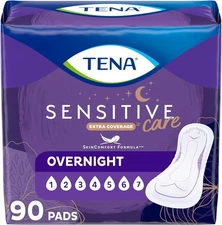 TENA Sensitive Care Incontinence Pads for Women Overnight Absorbency 90 Count