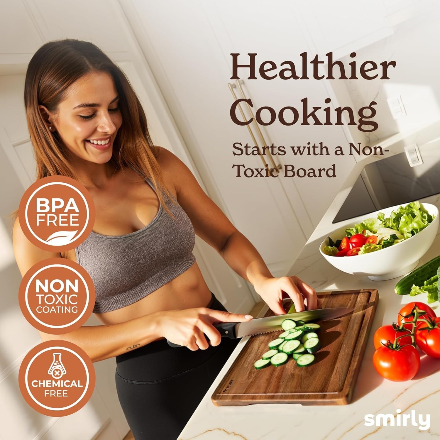 Elegant 3-Pack Acacia Wood Cutting Boards with Holder - Eco-Friendly Meal Prep