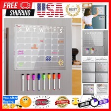 Acrylic Magnetic Dry Erase Board Calendar for Fridge, Clear Monthly Planner W...