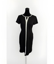 Talbots Women’s Sheath Midi Black Dress Short Sleeve Zip Back Round Neck Size 2