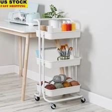 3-Tier Rolling Craft Storage Cart W/ Handle Smooth Wheels Arts Crafts Tools New