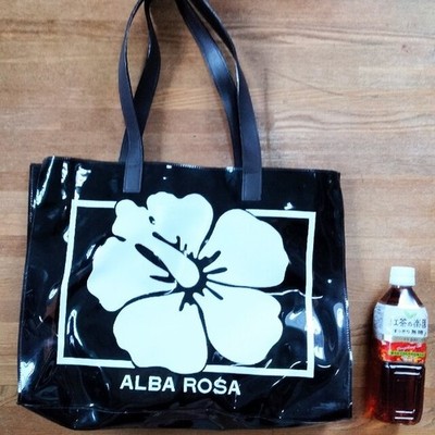ALBA ROSA Alvarosa Shoulder TOTE BAG BLACK HIBISCUS Vinyl Bag A4
